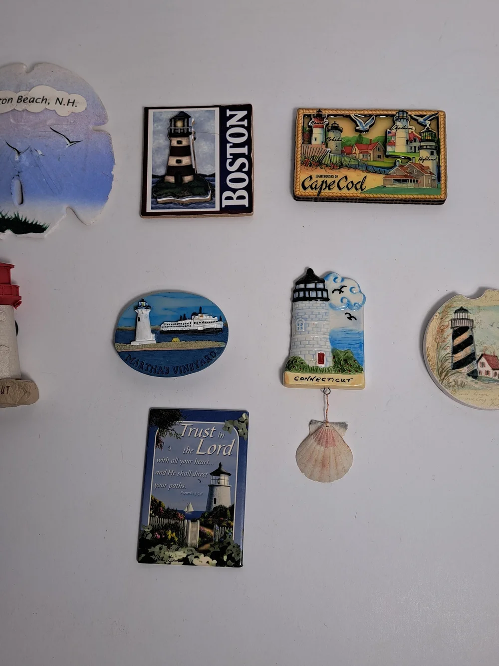 Vintage Lot of 8 Refrigerator Magnets of Various Lighthouses all Different Types